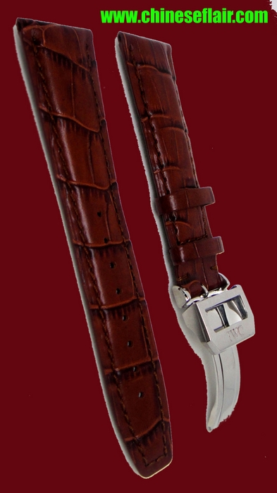 22mm IWC Leather Replica Watch Bands - Dark Brownn